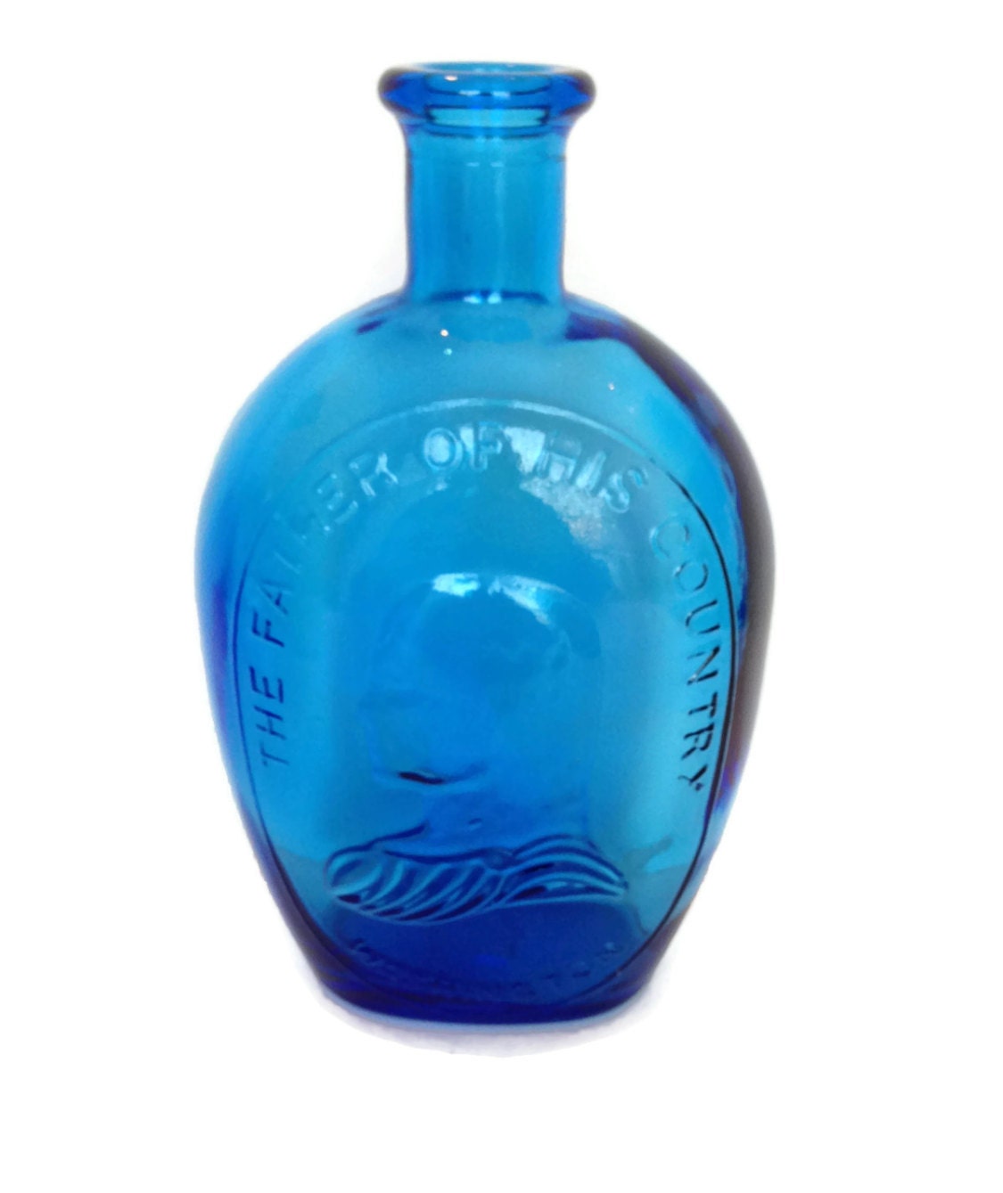 Vintage Blue Wheaton Glass Bottle Flask Washington