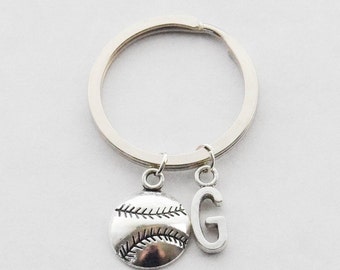 Baseball keychain Baseball Accessories Softball keychain Initial keychain Sports keychain Dad Keychain Father's Day Gift Custom Keychain Men