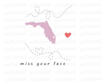 Florida State SVG Digital cut files - Long Distance Relationship - Use with Cricut or Silhouette Studio