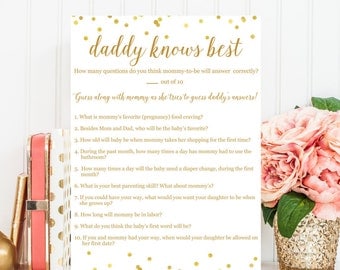 Daddy Knows Best Baby Shower Game - GIRLS, Printable Baby Shower Game, Baby Shower Printable, Baby Shower Game, Baby Shower Decor BAS1