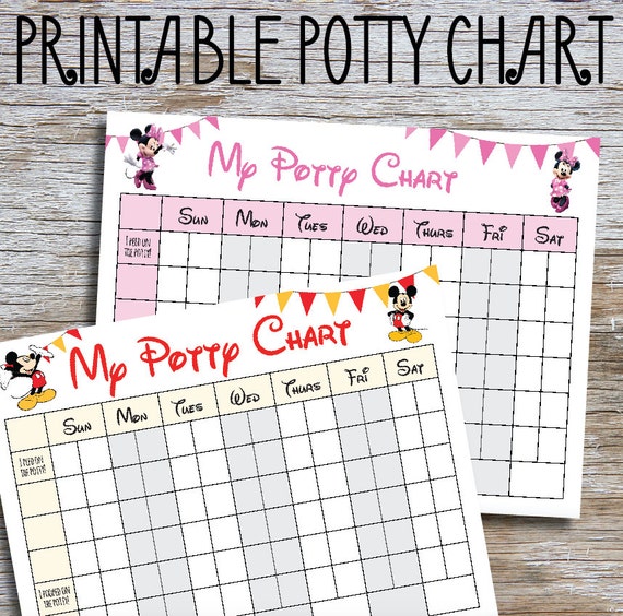 Mickey Potty Chart Minnie Potty Chart Instant Download