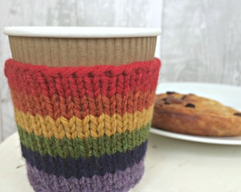 Rainbow Gifts, LGBT pride Knit Cup Cozy, Coffee Sleeve, Reusable Coffee Cup Cozy, Eco Friendly Gifts for Her, Gifts for Women Friends