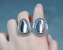 White buffalo turquoise wedding rings