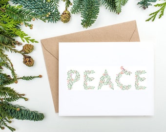 Printable Christmas Card - Peace - PDF Download