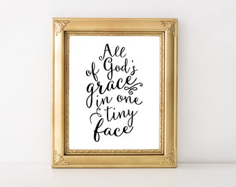 Nursery Print - Nursery Quote - God's Grace Print - Typography Print - Baby Quote - Nursery Wall Art - Nursery Wall Decor - New Baby Gift