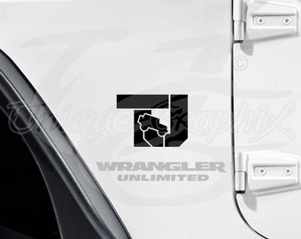 Jeep Wrangler claw side fender Vinyl Decal or by UniqueGraphix