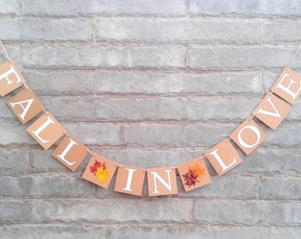 FALL IN LOVE banner – Fall wedding, autumn wedding, bridal shower, engagement, reception, Fall décor, Fall photography prop