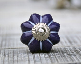 Purple ceramic knob/cabinet knob/melon knob/drawer pull/furniture hardware/bathroom knob/bedroom knob/dresser knob/girls room knob/baby room