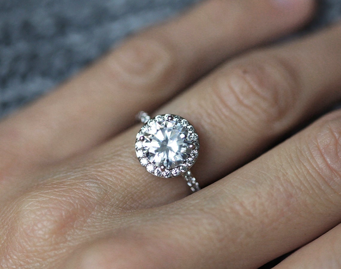 Moissanite Engagement Ring Halo Engagement Ring Forever