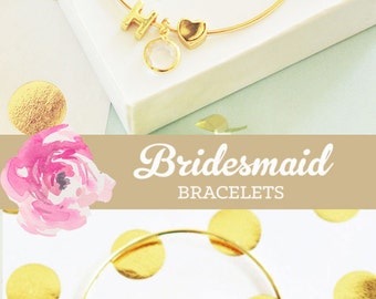 Rustic Bridesmaid Jewelry Box with Monogram Bridesmaid Bracelet Set Unique Bridesmaid Gift Ideas (EB3144WC) Initial Bracelet Bangle