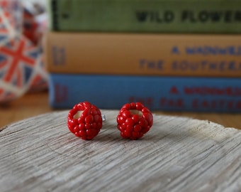 By the Shed Raspberry Red Earrings - Fruit - Vegetables - Gardening - Gift - Unique Present - Jewellery - Allotment - Hedgerow - Rubus