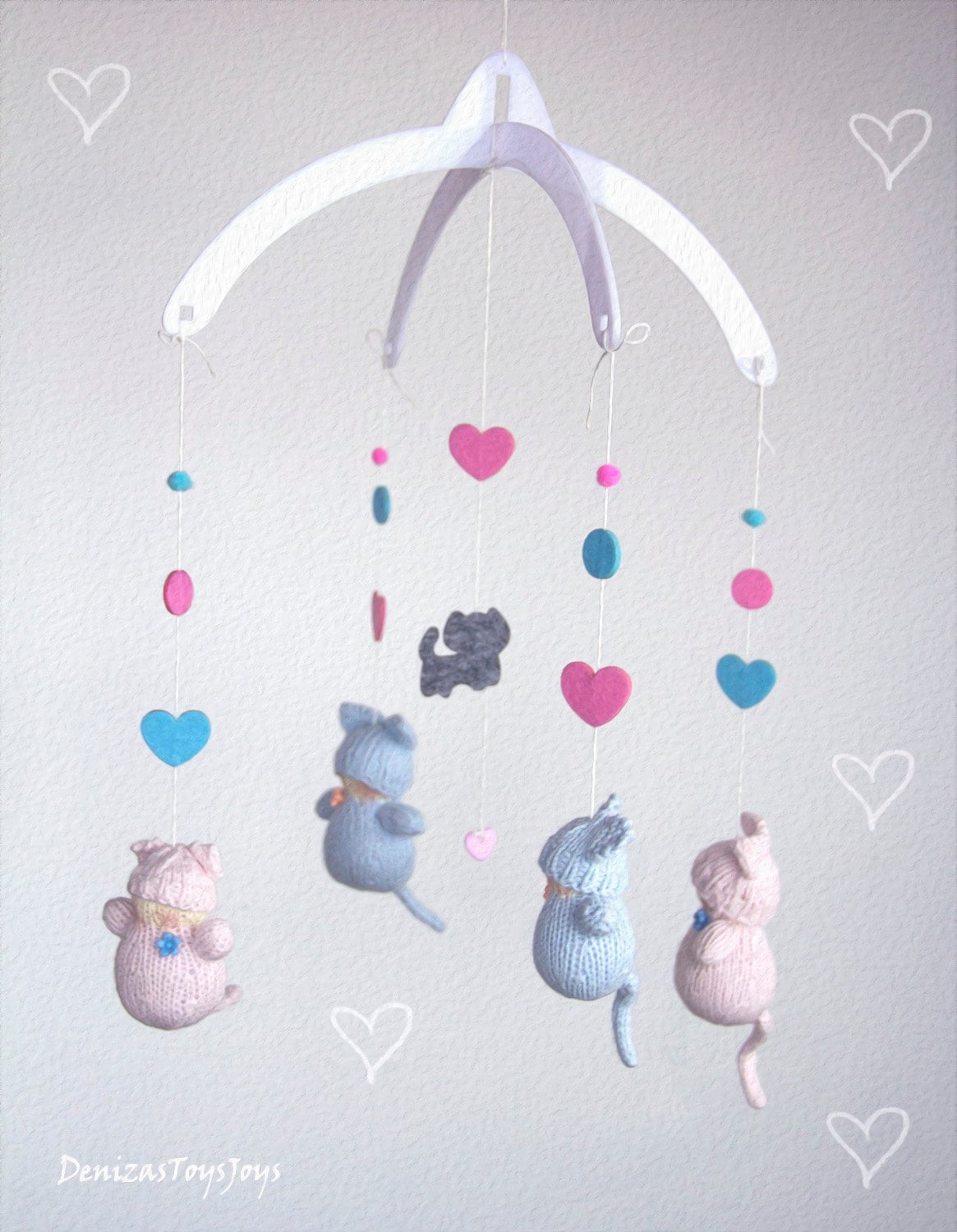 Waldorf katze babys mobile. gestrickte von denzastoysjoys auf etsy