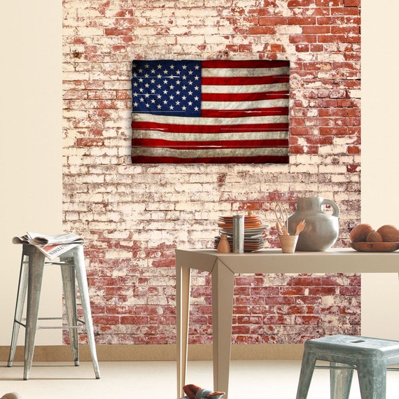 American Flag Wall Art on Distressed Solid Wood 32 x
