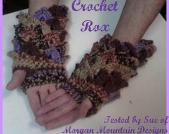 Crochet Pattern, Dragon Scale Reverse Mullet Fingerless Gloves, Dragon Scale fingerless, Dragon scale stitch, crocodile stitch with a twist
