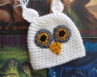 crochet Harry Potter Hedwig hat, Hedwig baby hat, Hedwig hat, handmade Hedwig hat, owl hat, snowy owl hat, Hedwig owl beanie Hedwig baby hat