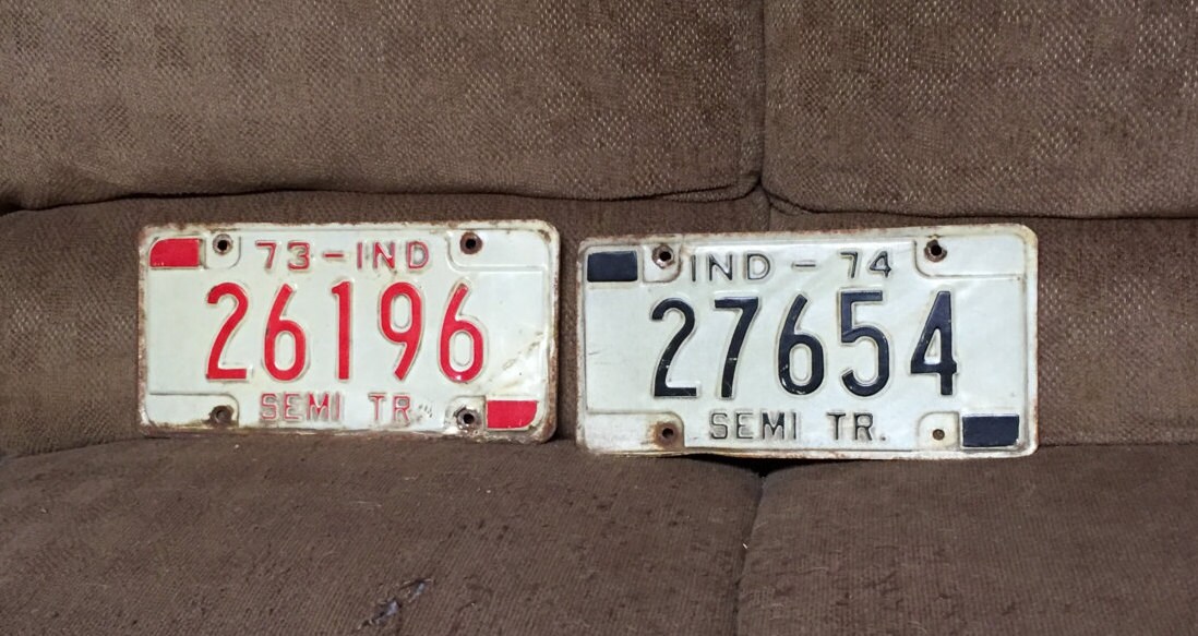2 Indiana 197374 License Plates Semi Truck Rig Registration