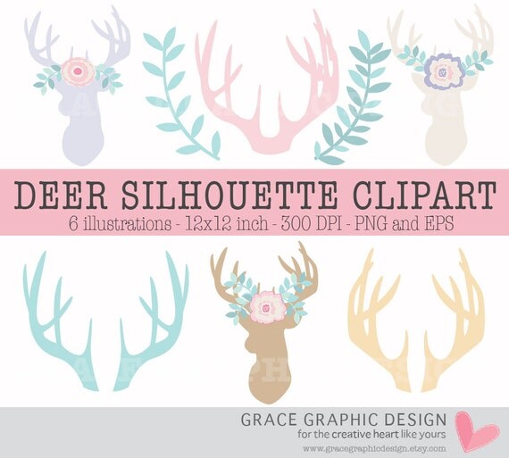 Deer Silhouette Clipart Rustic Digital Woodlands Flower Laurel Instant Download Commercial Use Vector From Deer Silhouette Clipart Rustic Digital Woodlands Flower Laurel Instant Download Commercial Use Vector From