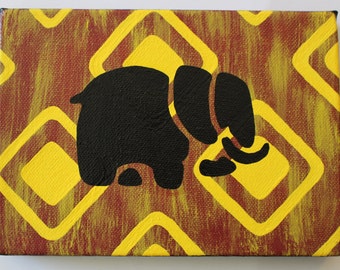 Items similar to Elephant Silhouette Painting, Acrylic on Canvas, 11