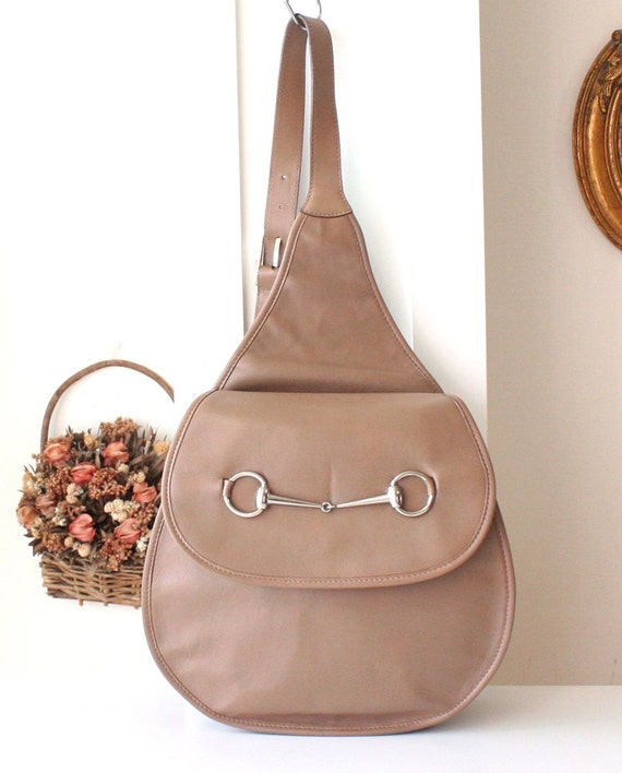 Gucci vintage backpack brown leather horsebit sling bag