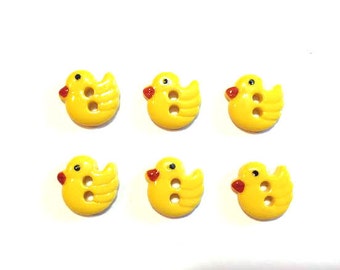 Mini Yellow Chicks Buttons Blumenthal Lansing Favorite Findings Chirp Set of 6 Two Hole Sew Thru Ducks - 101