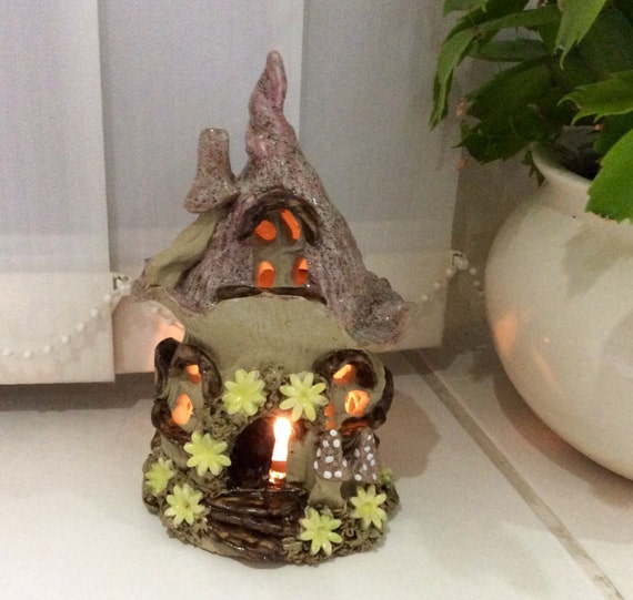 429 New fairy light photo holder 634 Fairy house tea light holder, ceramic candle holder, night light. 