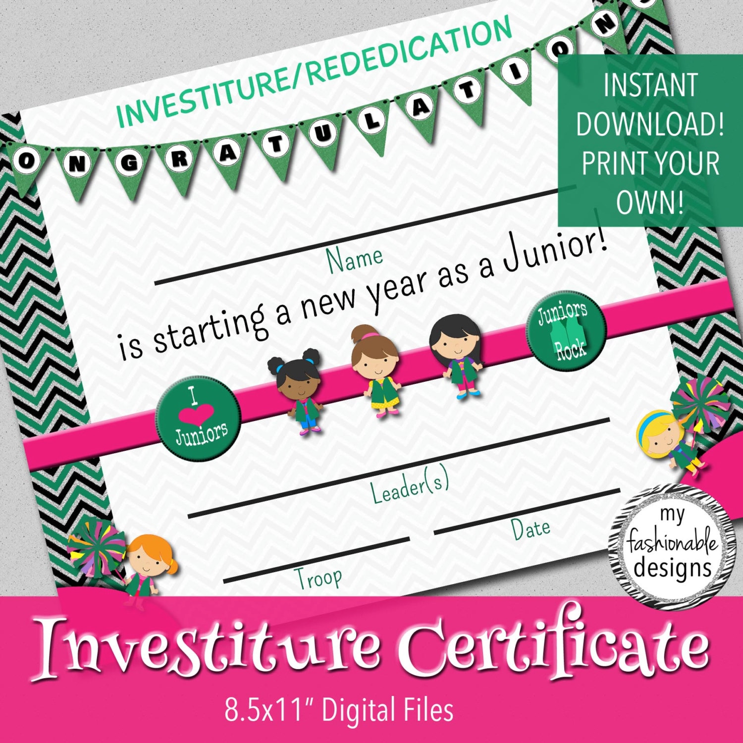 Investiture Certificate Instant Download Print Your Own