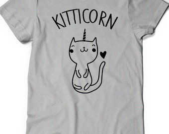 Cute Cat T-Shirt Kitticorn Kitty Kitten T Shirt Tee Men Womens Ladies Funny Humor Gift Present I Love Cats Animal Unicorn Caticorn Heart Pet