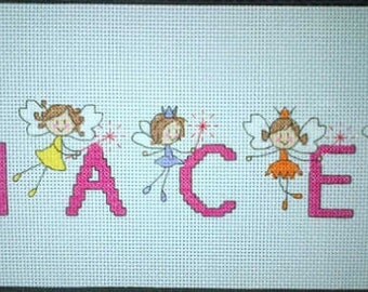 Stunning completed Fairy Cross Stitch Name Sampler