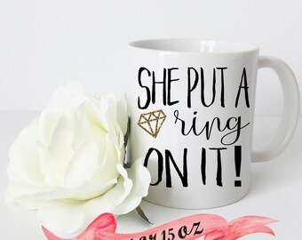 Lesbian Engagement Mug / LGBT Gay Pride / Cute Gift for Engagement or Bridal Shower Favor Bride Wife Personalized 11 oz or 15 oz Ceramic