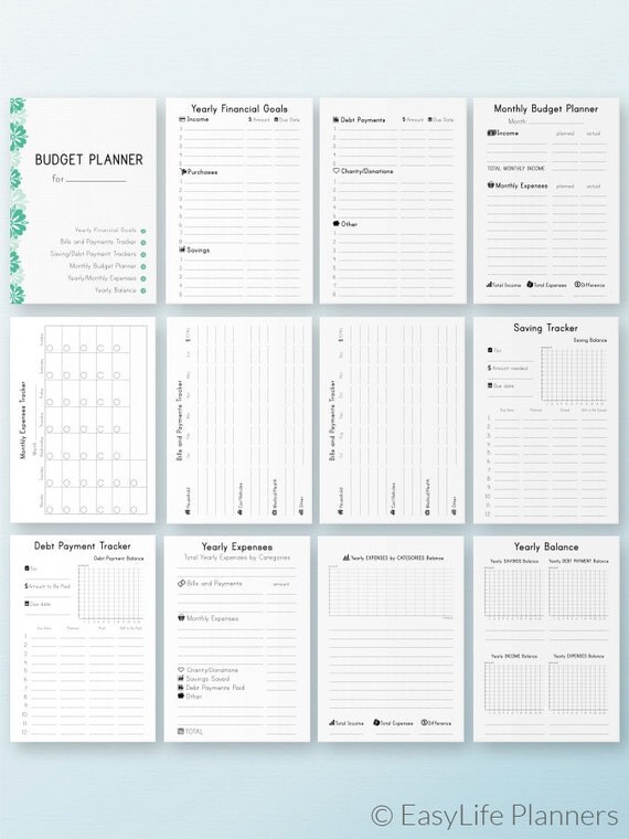 BUDGET PLANNER A5 Filofax Inserts Monthly by EasyLifePlanners