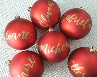 Personalized CHRISTMAS ORNAMENTS Hand Lettered calligraphy - One (name only)