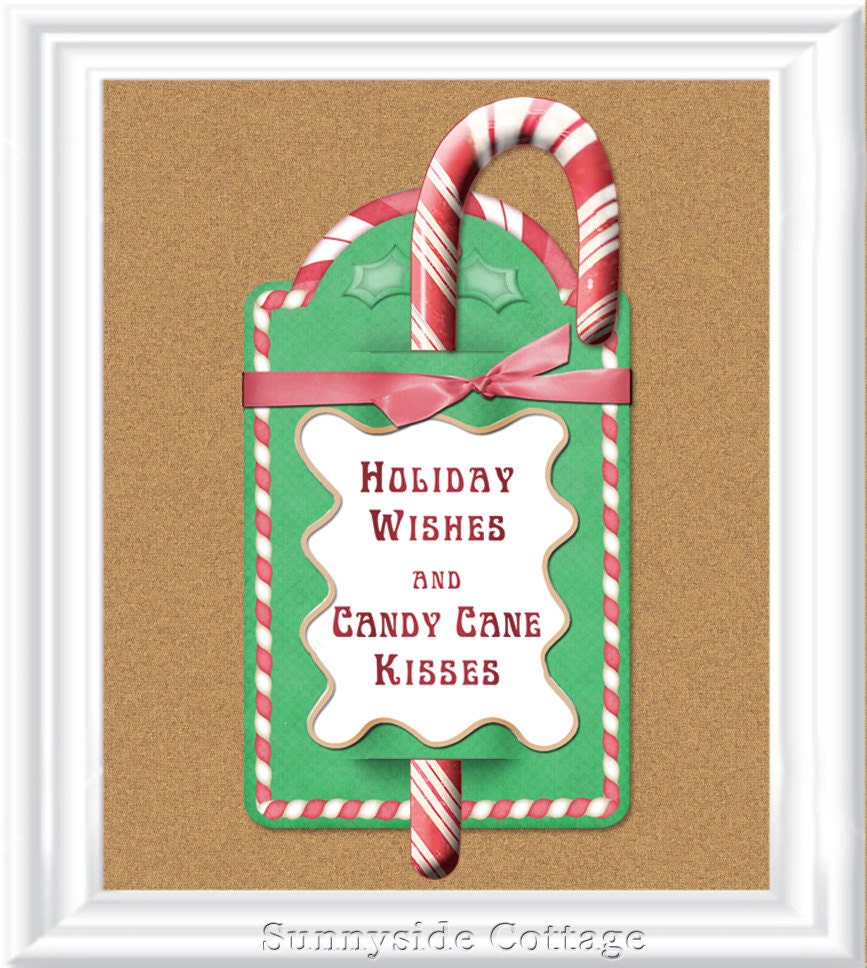 Candy Cane Kisses printable tag Candy Cane gift Christmas