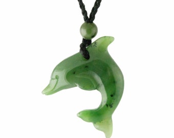 Canadian Nephrite Jade Pendant, Dolphin 0343- 10% off