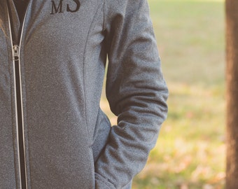 Monogram Jacket | Monogrammed Fleece Jacket | Womens Fleece Jacket | Lightweight Jacket | Full Zip Jacket | Gift for Her | Gifts under 50