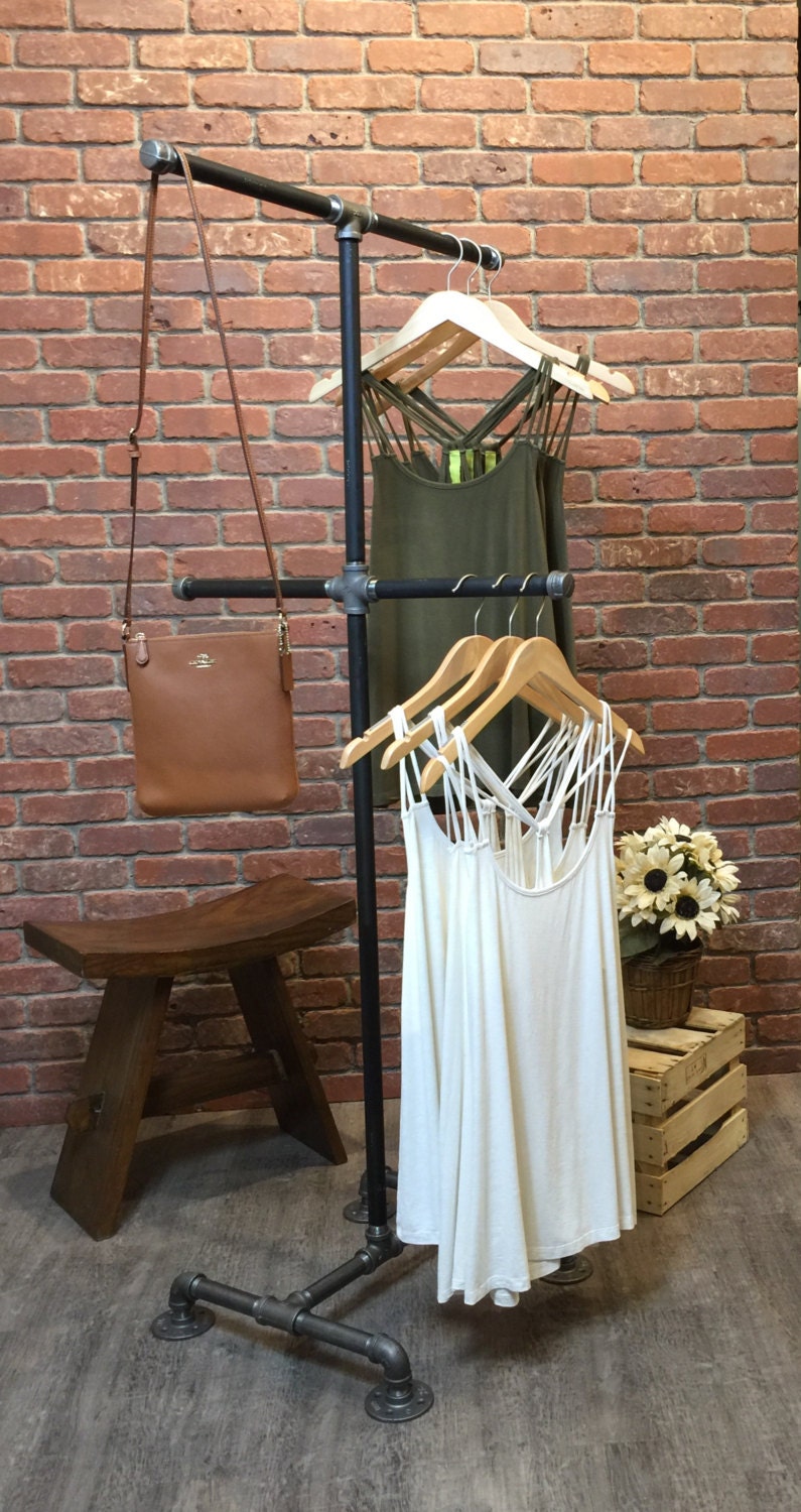 Clothing Rack 4 Way Industrial Style Pipe by WilliamRobertVintage