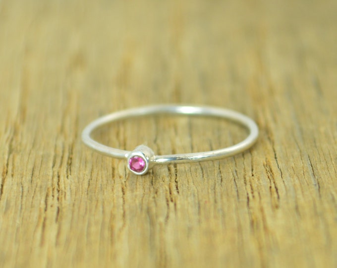 Tiny Ruby Ring, Ruby Stacking Ring, Silver Ruby Ring, Ruby Mothers Ring, July Birthstone, Ruby Ring, Dainty Ruby, Dainty Silver Ring, Ruby