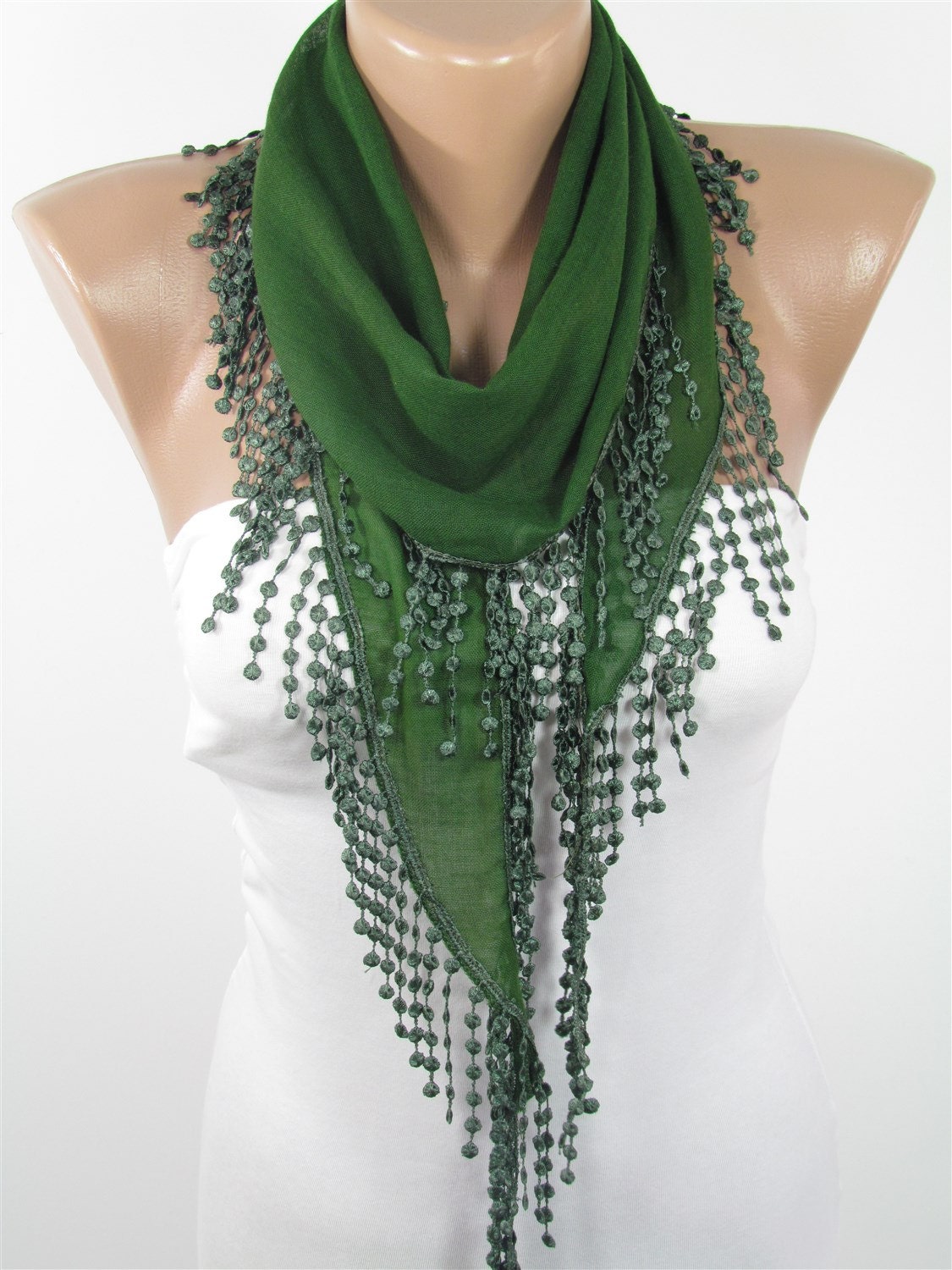 Soft Cotton Scarf Green Scarf Spring Fashion Scarf Summer