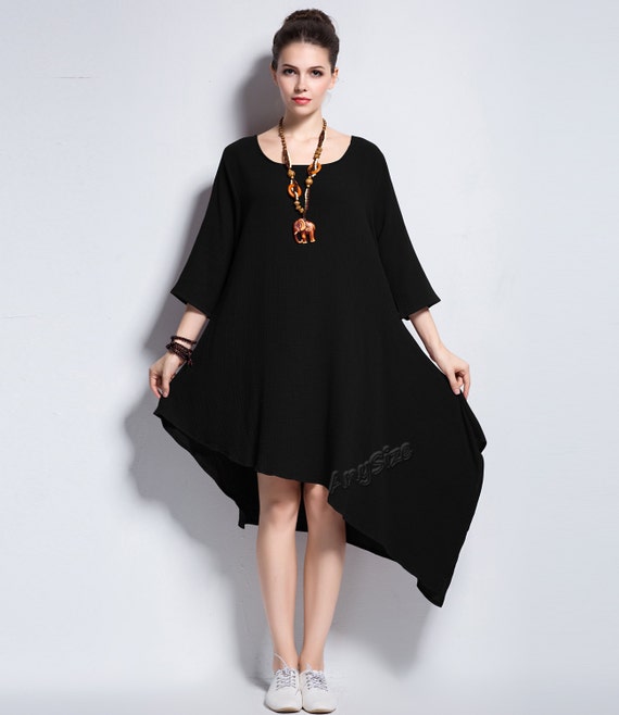 Anysize asymmetry soft cotton dress plus size dress plus size