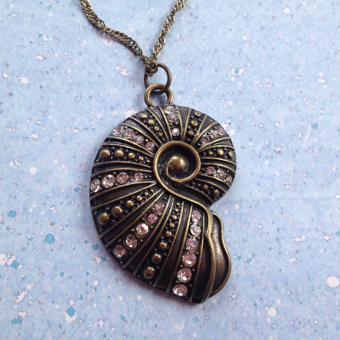 Metal Seashell Pendant with Rhinestones by SundanceMountains