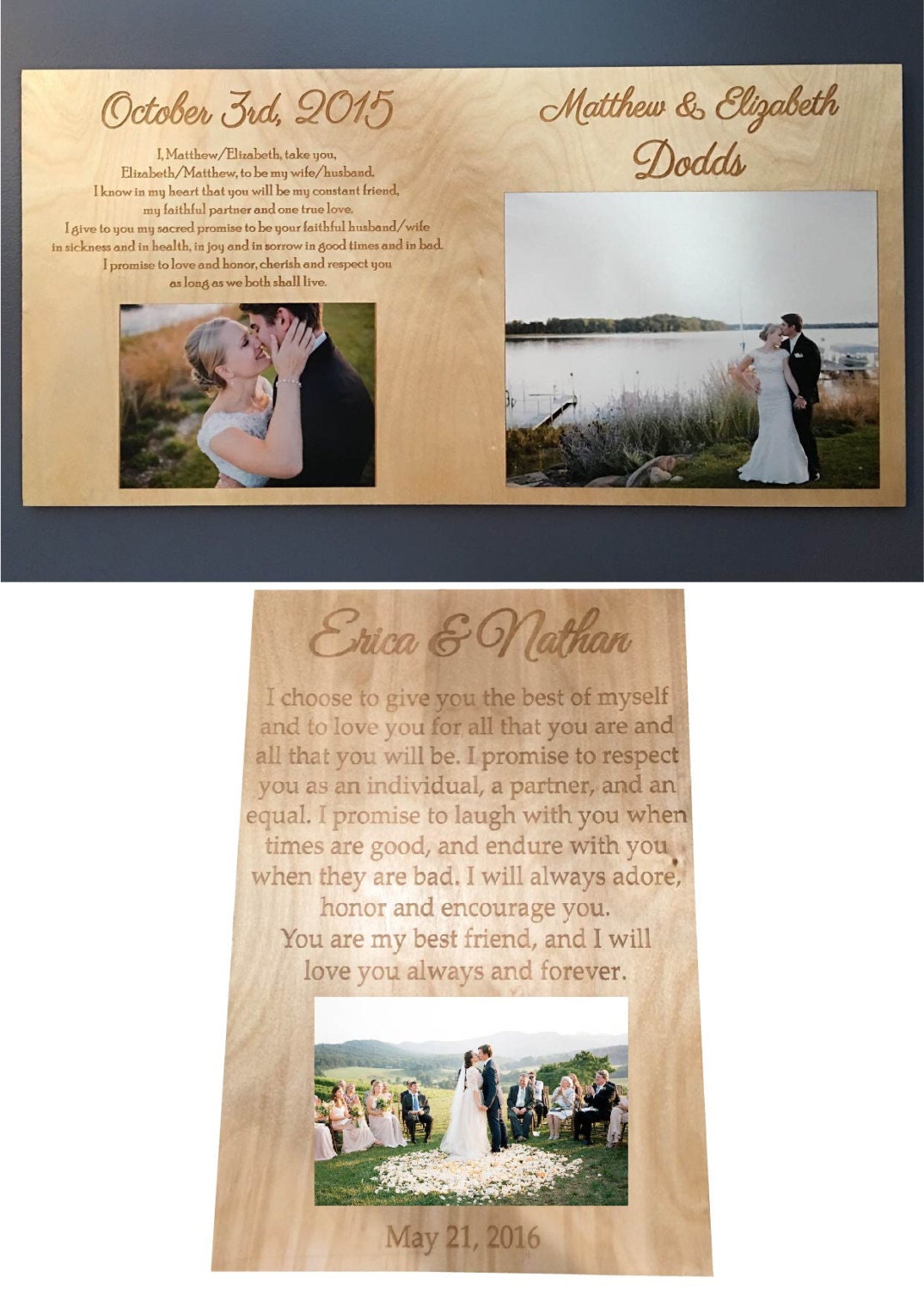 Wedding Vows Engraved Wood Board Wedding Vow Gift Vow Sign