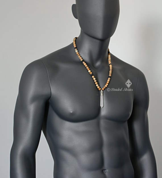 Healing crystal jewelry Mens necklace Long crystal necklace