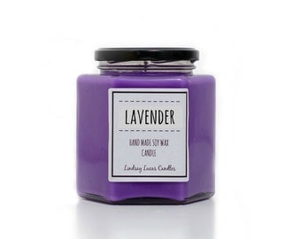 Lavender Scented Candle, Strong Scented Candle, Essential Oil Candle, Lavender Candle, Lavender Scent, Soy Wax Candle, Purple Candle