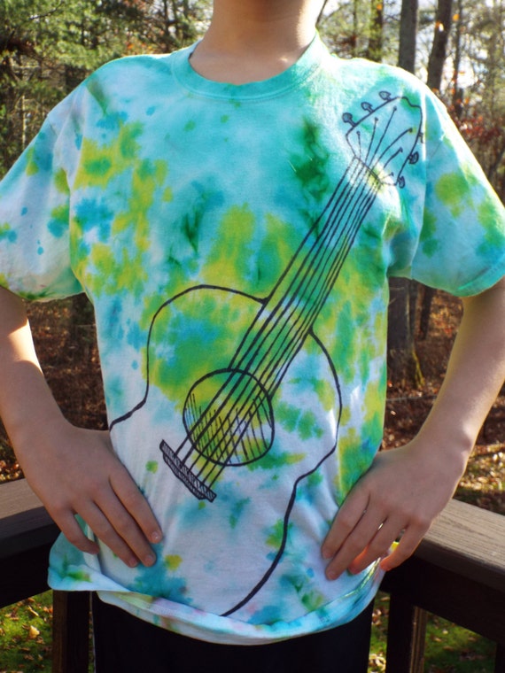 Guitar Tshirt Adult Large Music Tie Dye Tshirt Guitar