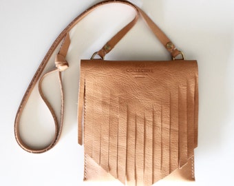 Fringe Bag Boho Bag Cross Body Satchel handmade in Australia using Vegetable Tanned Leather