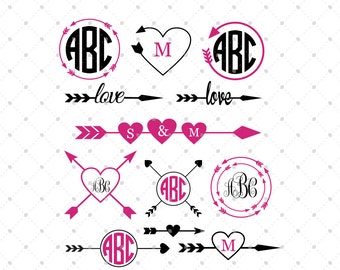 Arrow SVG Cut Files, Arrow Monogram Frames SVG Cut files, cut files for Cricut, Silhouette and other Vinyl Cutters, svg files