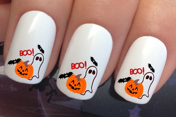 nail art set 651 x24 Halloween pumpkin ghost bat water