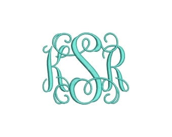 Vine 3 Letter Monogram Font Machine Embroidery Monogram Alphabet Designs 4 Size Bx Embroidery Fonts - INSTANT DOWNLOAD