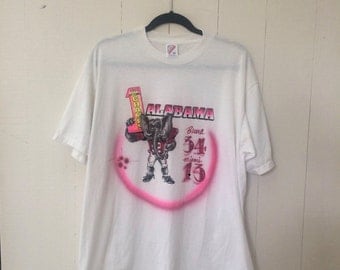 Vintage 90s Alabama Football Airbrushed T-Shirt / 1992 National Championship Tee / Big Al / Made in the USA / Adult Size Extra Large / XL