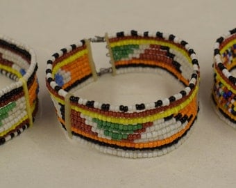 Bracelets African Beaded Masai Colorful Beads Handmade Men Women Cuff Jewelry Red Yellow Blue Beads Bracelets