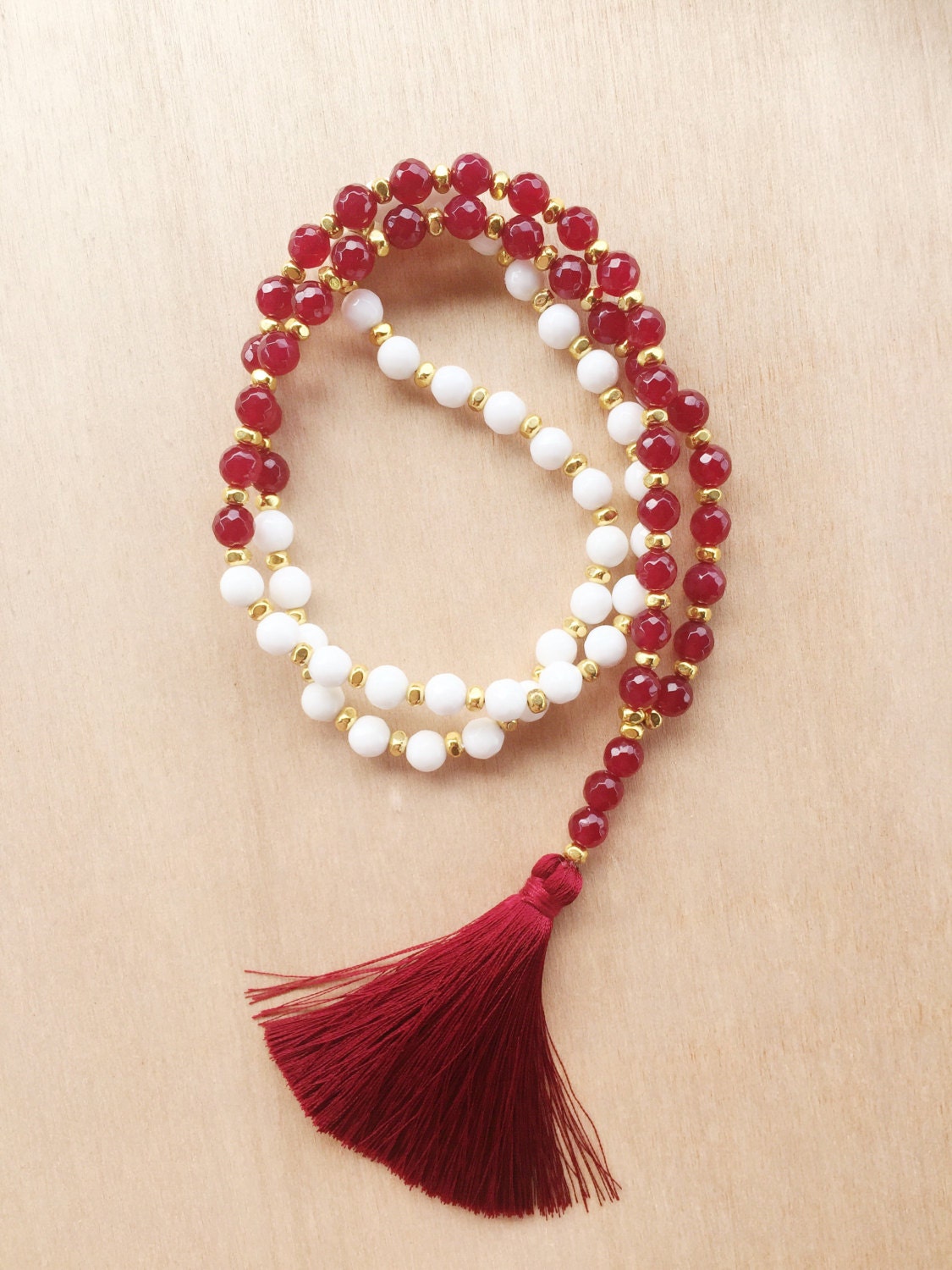 Tassel Necklace Game Day Necklace Burgundy by CAKEbyCHRISTINA